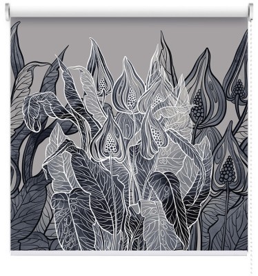 Houseart Γκρίζα λουλούδια, Line Art, Ρολοκουρτίνες, 100 x 100 εκ.